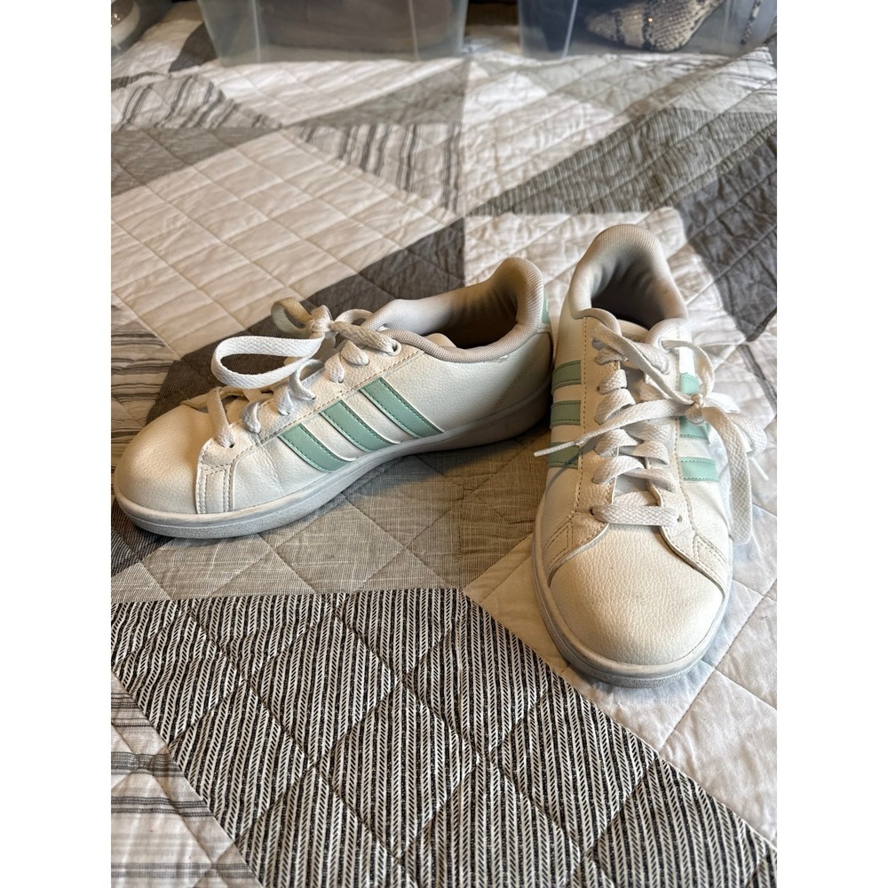 Adidas light teal blue and white